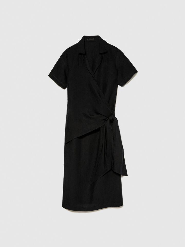 Midi dress with twist - women's midi dresses - Black | Sisley image number 6